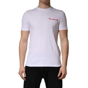 President's White Logo Embroidery Cotton Men Crew Neck Men's T-shirt